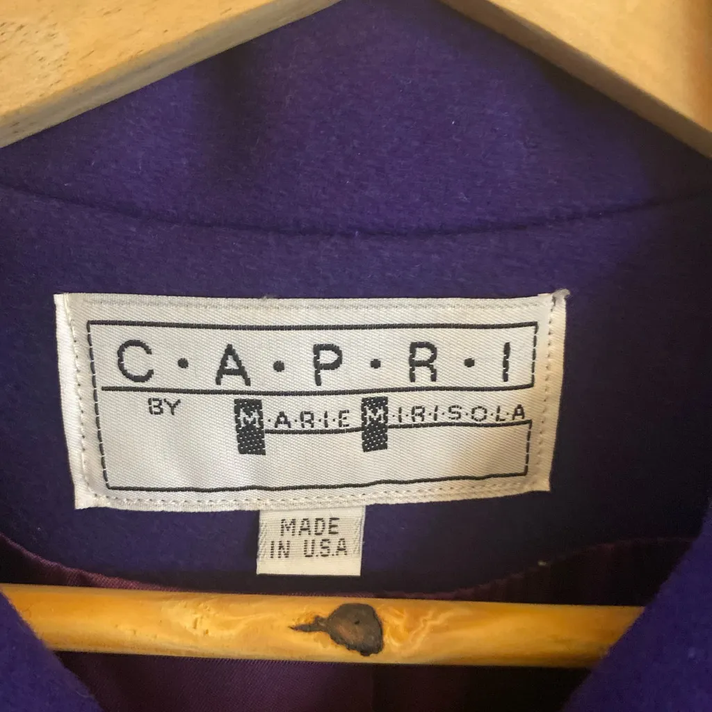 Vintage Capri Purple Wool Coat Satin Lined Double breasted Made USA - Image 6