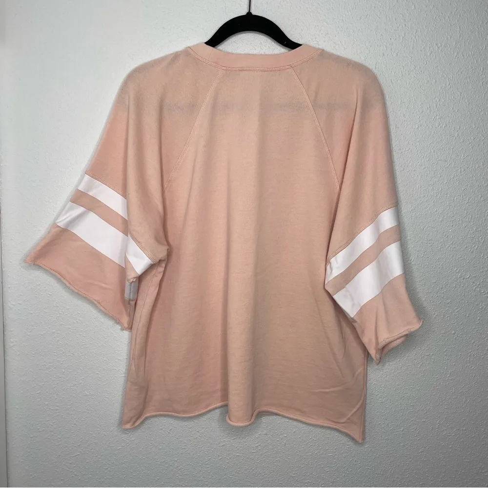 Betsey Johnson Performance Striped Roll Hem Wide Sleeve Peach colored Crop Top L - Image 6