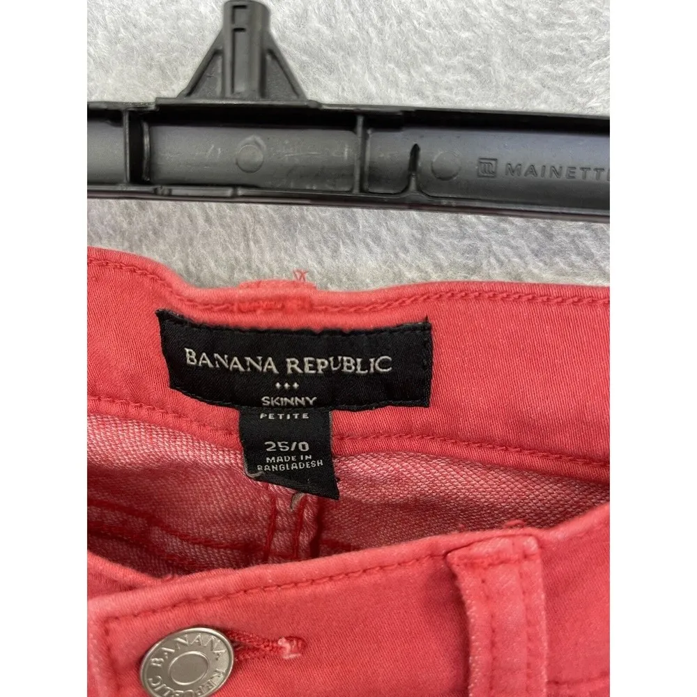 Banana Republic Women's Skinny Ankle Petite 0 Jeans Salmon Pants - Image 12