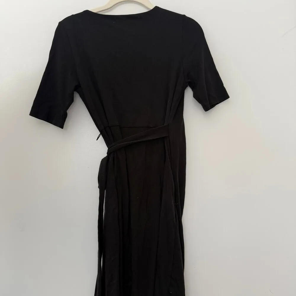 QUINCE XS Black Wrap Dress - Image 2