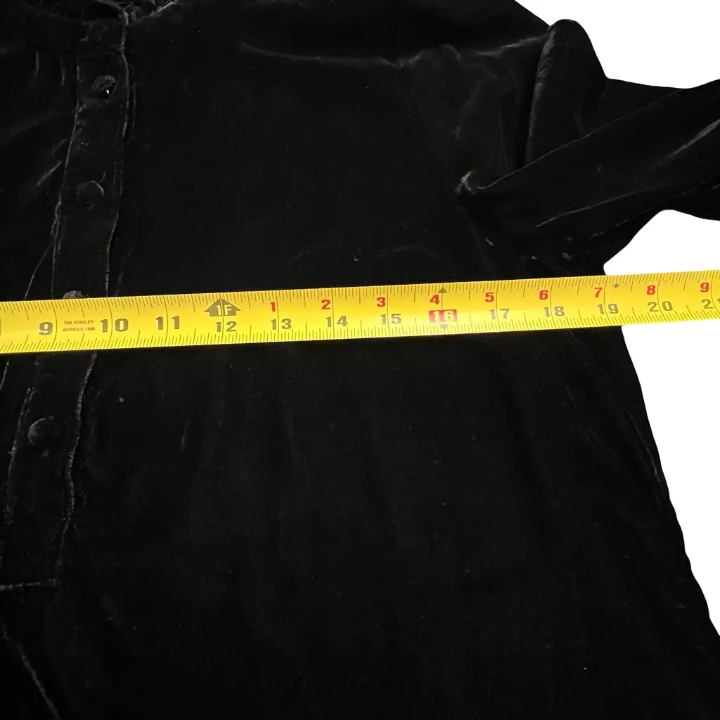Talbots Womens Black Velvet Tunic Top Size M Preppy Holiday Boho Victorian Goth - Image 4