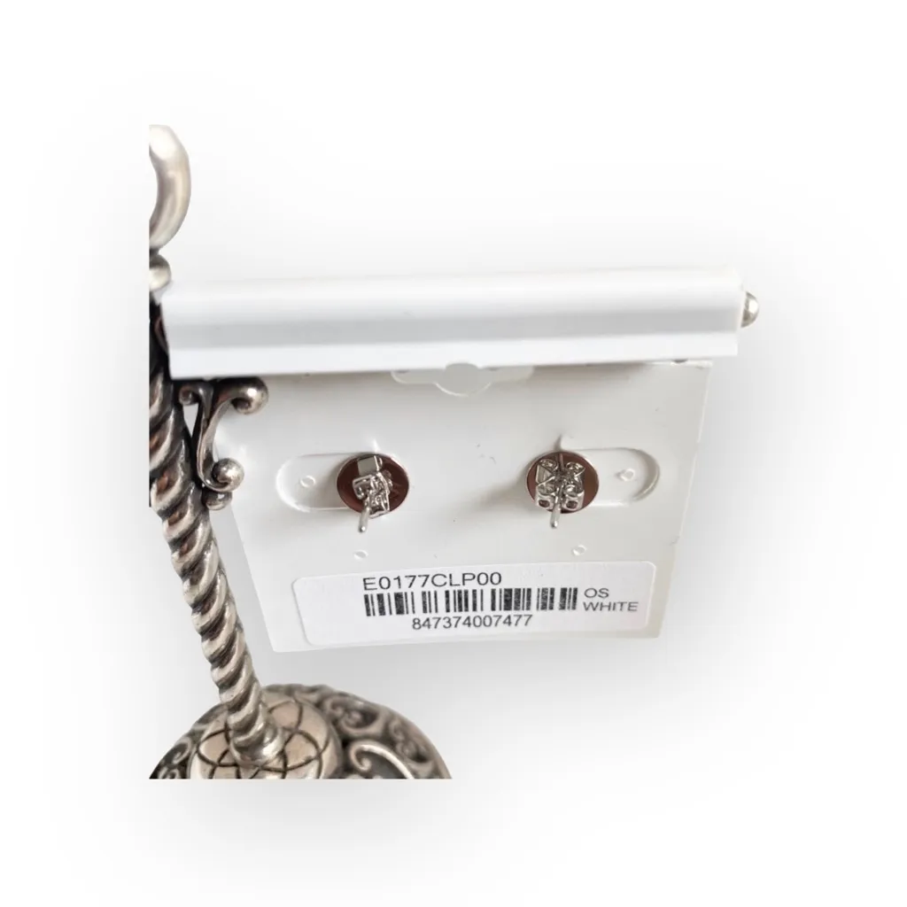 new Lassaire ᪥ Simulated Diamond Bezel Stud Earrings ᪥ Platinum Plated Silver ᪥ - Image 5