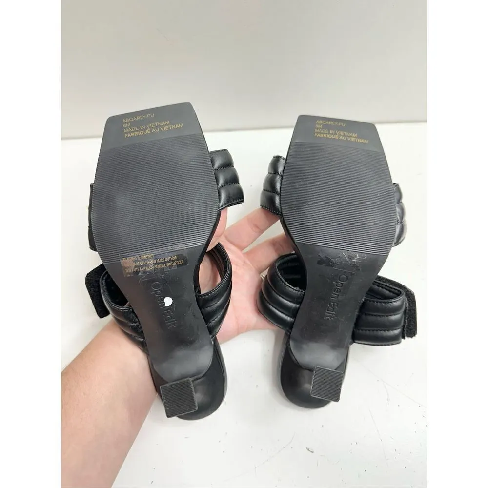 Abound Sandals Size 6 Black Qarly Open Square Toe Slip On Heels‎ - Image 8