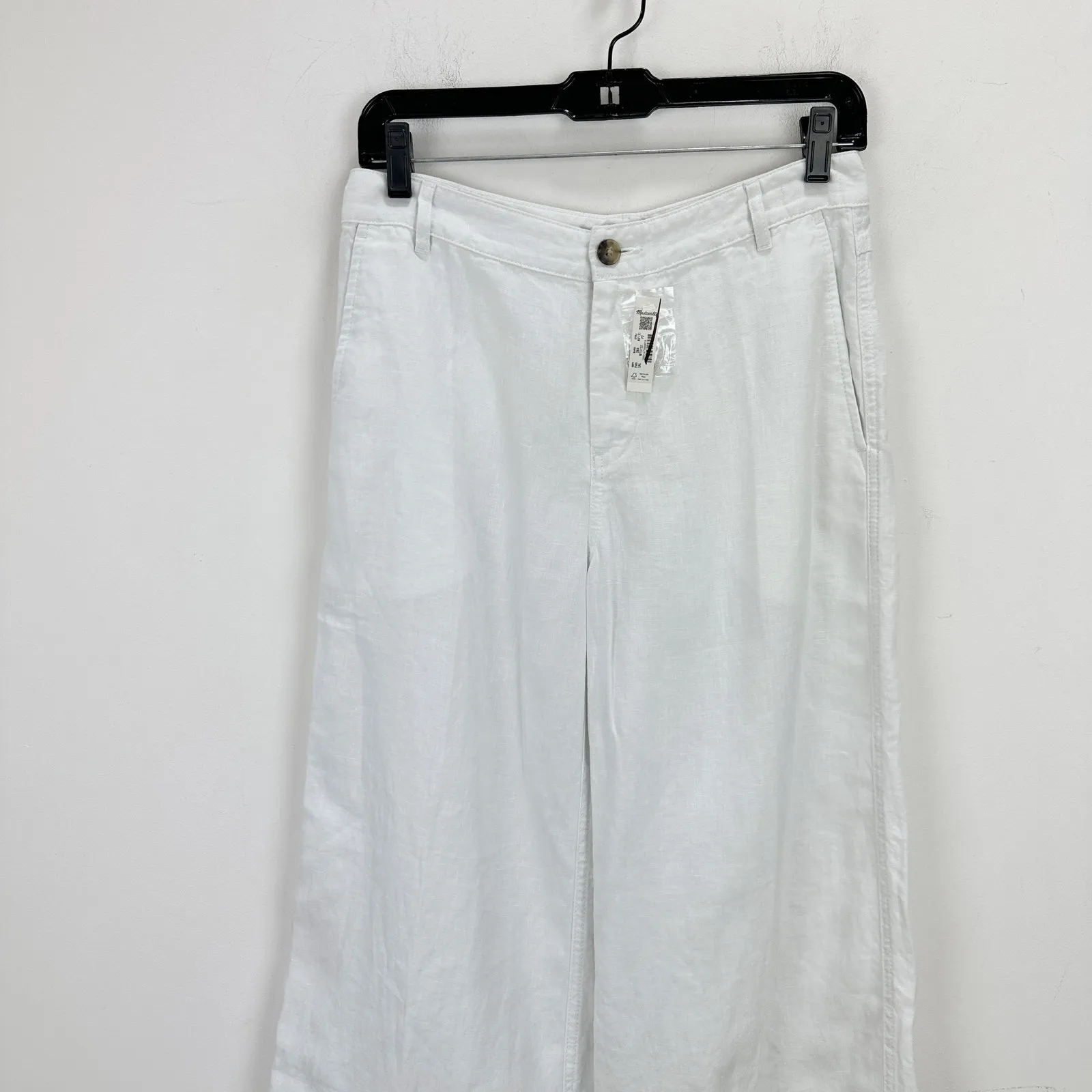 Madewell The Petite Zoe Relaxed Wide Pant in 100% Linen Salt White US 2P NWT - Image 13