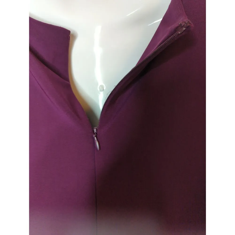 Lauren Ralph‎ Lauren Purple Ruched Jeweled Neck Midi Sheath Dress Size 12 - Image 7