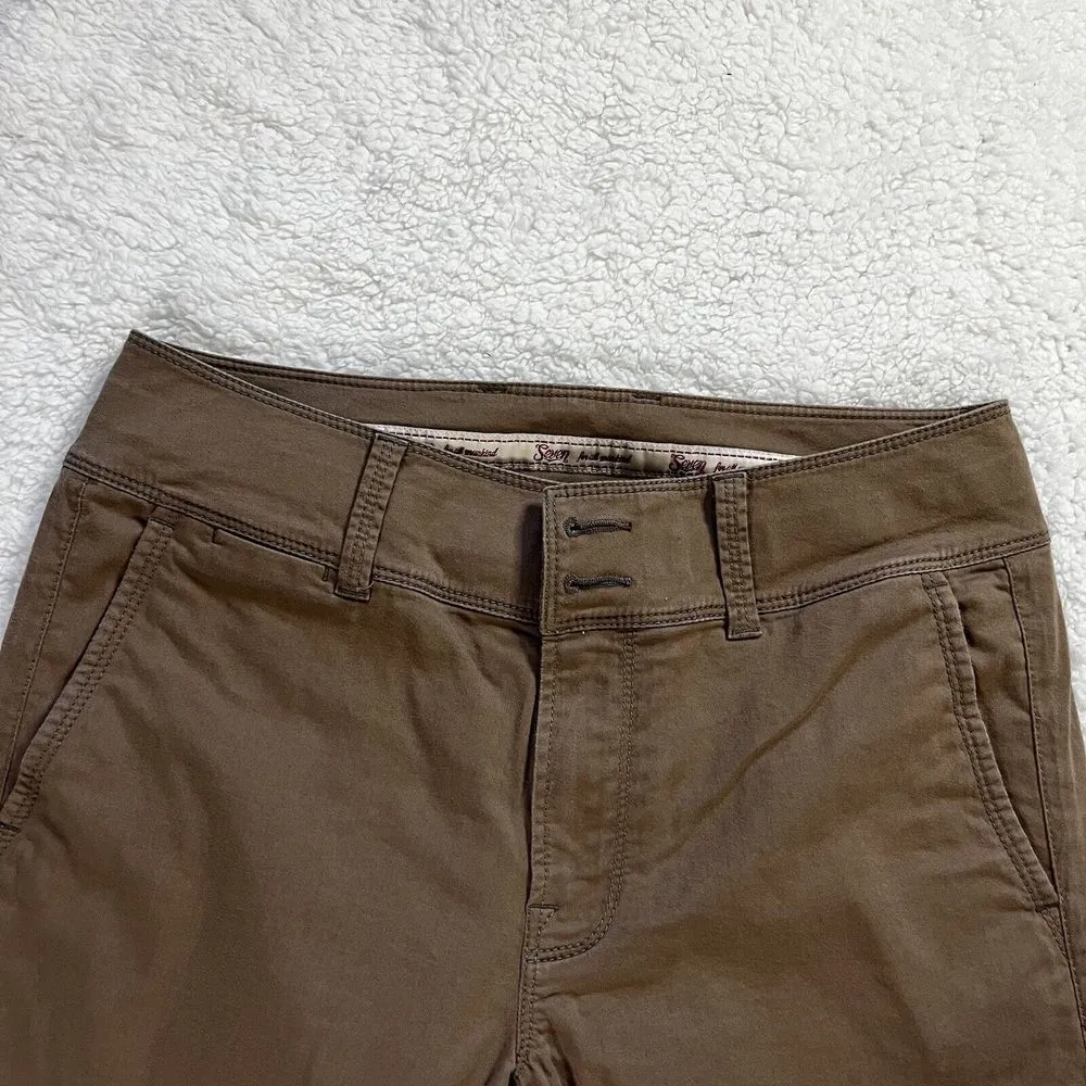 Seven7 Womens For all makind Pants Size 27‎ Capri Brown Wideleg Crop Dojo - Image 2