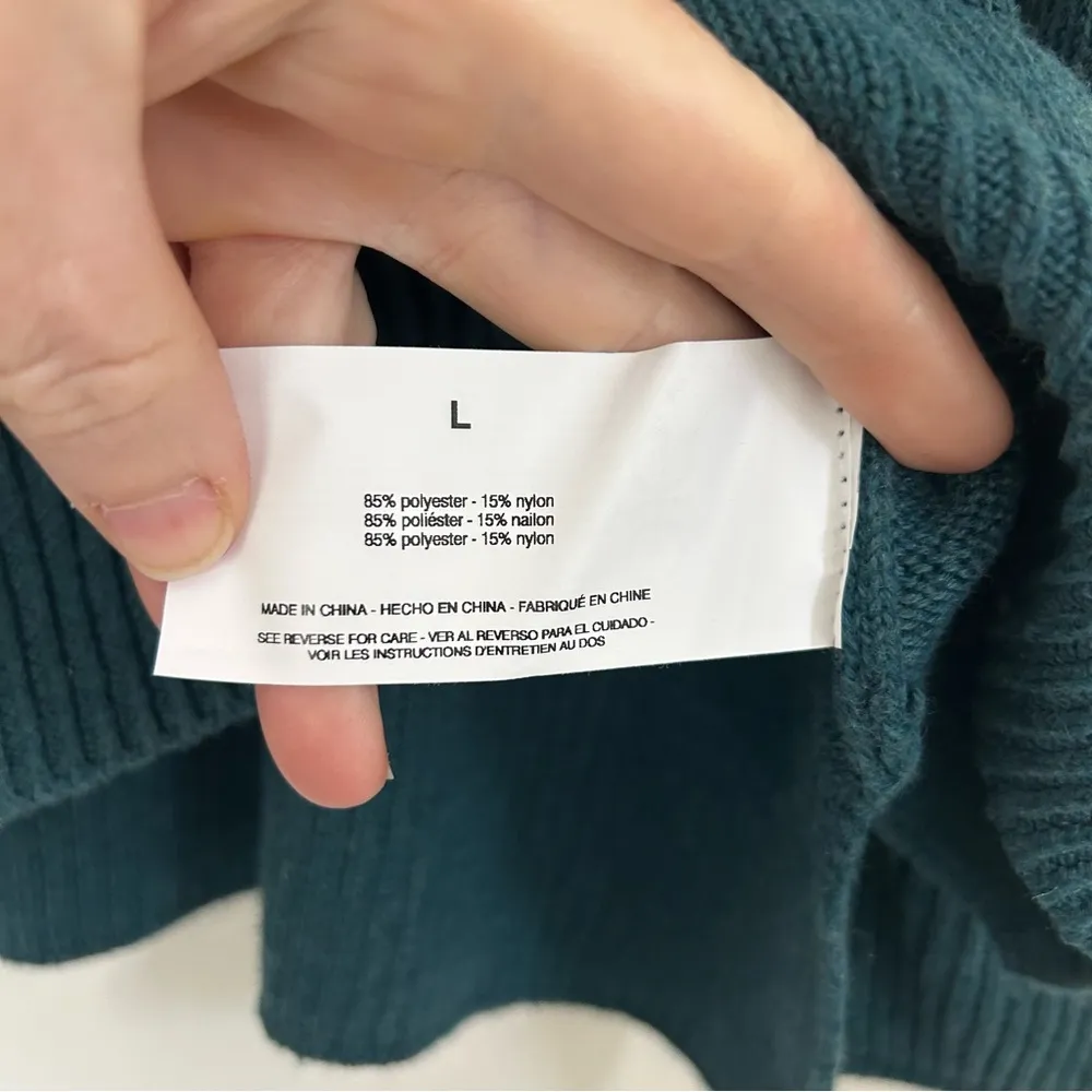 Ella Moss Teal Knit Rolled Hem Pullover Sweater L NWT - Image 7