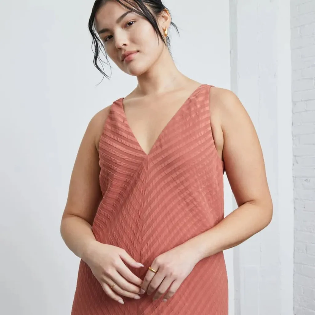 Everlane NWT Rust Colored City Striped Sleeveless V-neck Midi Dress - Image 11