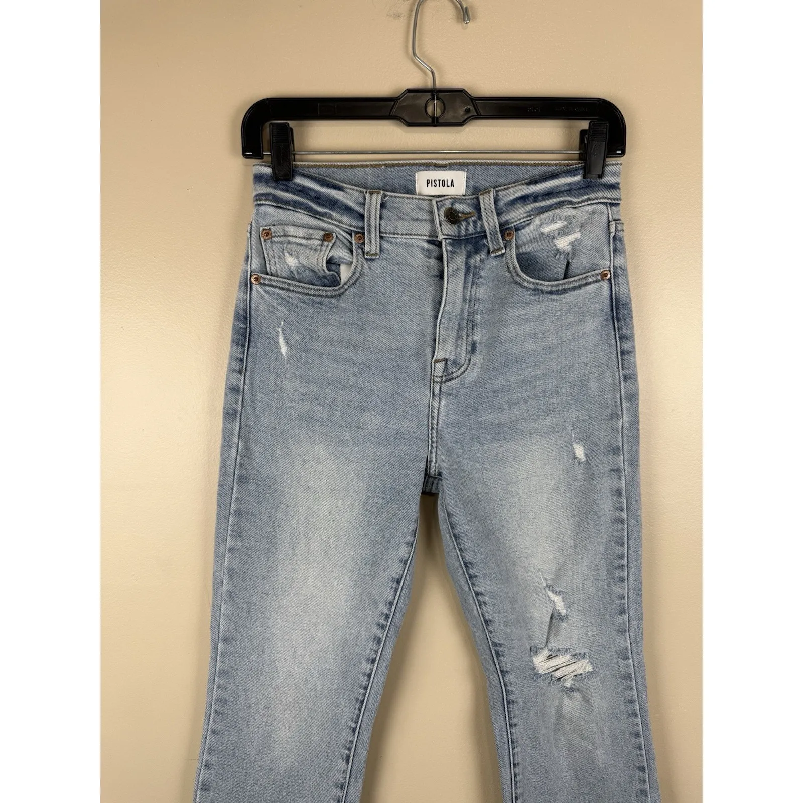 Pistola Women’s High Rise Cropped Denim Jeans Light Wash Raw Hem Size 26 - Image 2