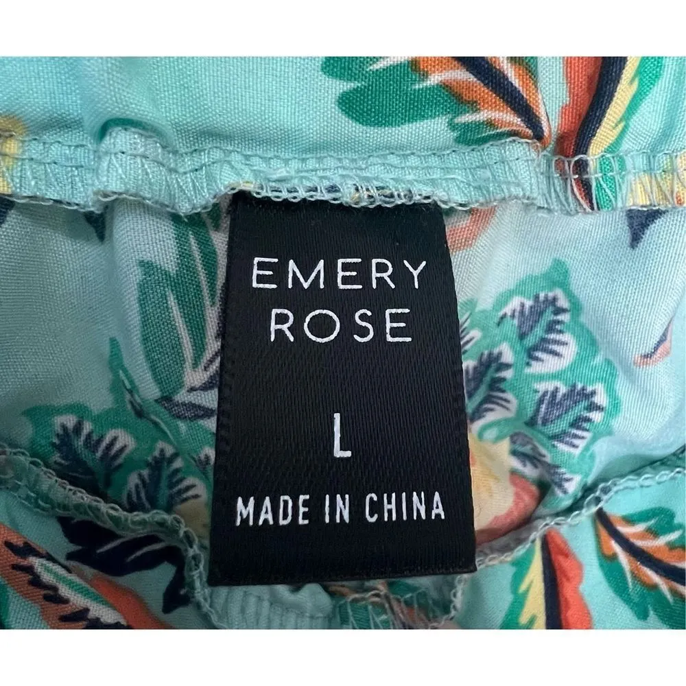 Emery Rose High Low Boho Floral Patterned Stretchy Skirt Blue Size L - Image 4