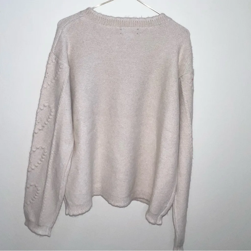 Cynthia Rowley Cream Heart Pattern cable knit Sweater valentines medium - Image 3