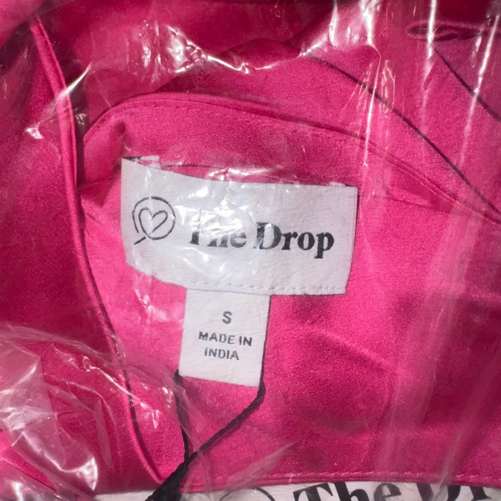 The Drop Ana Slip Dress Hot Pink Satin Midi V Neck Spaghetti Straps Size S - Image 4