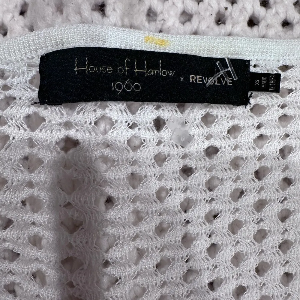 HOUSE OF HARLOW X REVOLVE WOMENS XS CROCHÉT SWEATER White - Image 3