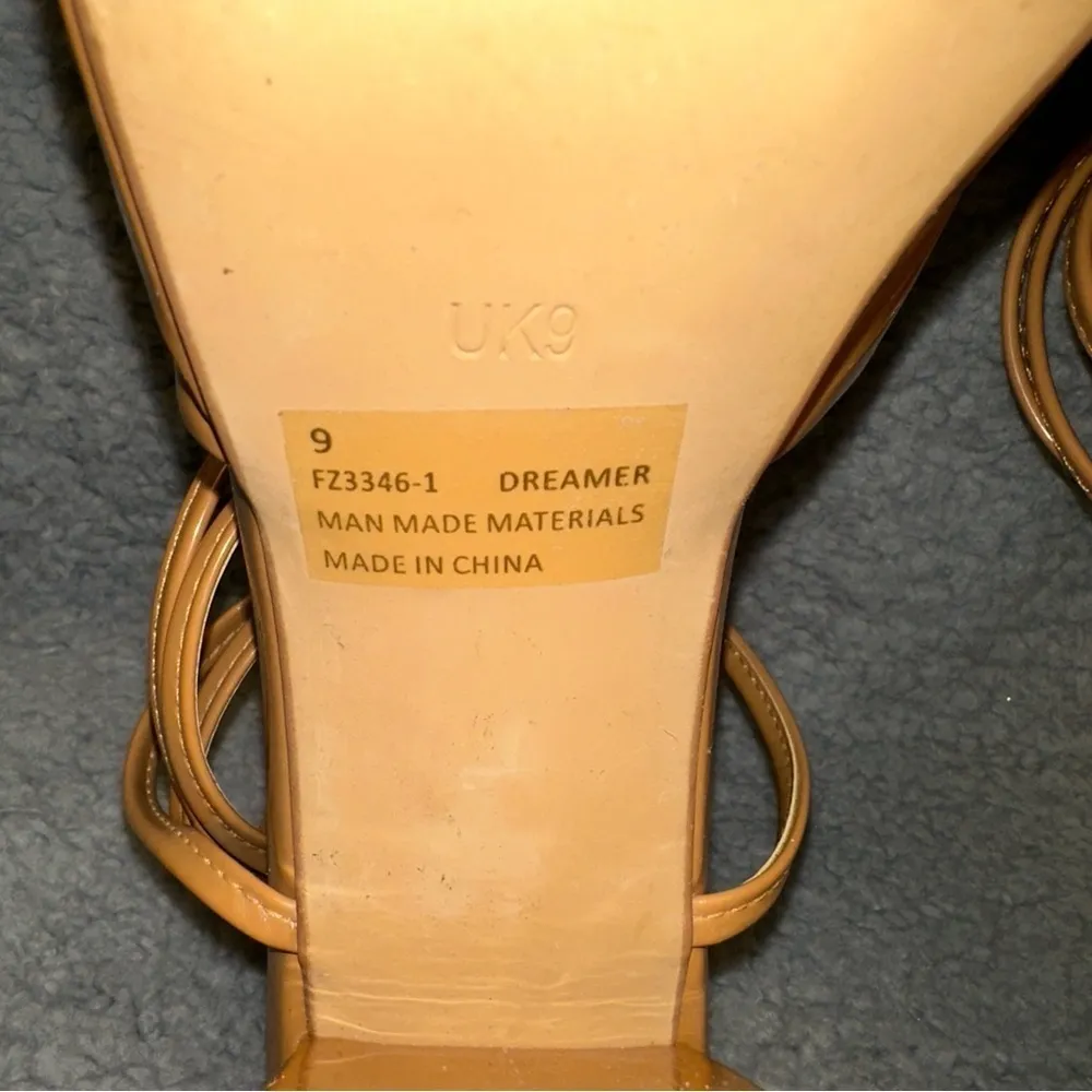 Ego Women's Shoes Beige Size 9 Faux Leather Dreamer Block Heel Ankle Tie Sandals - Image 13