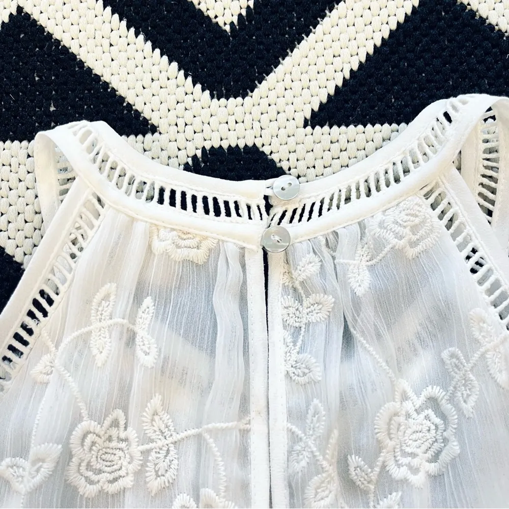 Meadow Rue Moonflower Lace Embroidered Halter Top XS Petite - Image 7