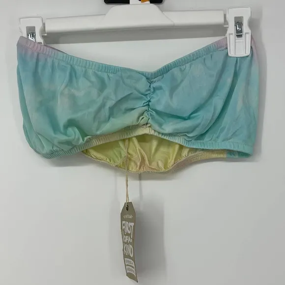 FURST OF A KIND BLUE & PINK TIE DYE STRAPLESS BANDEAU ONE SIZE - Image 7