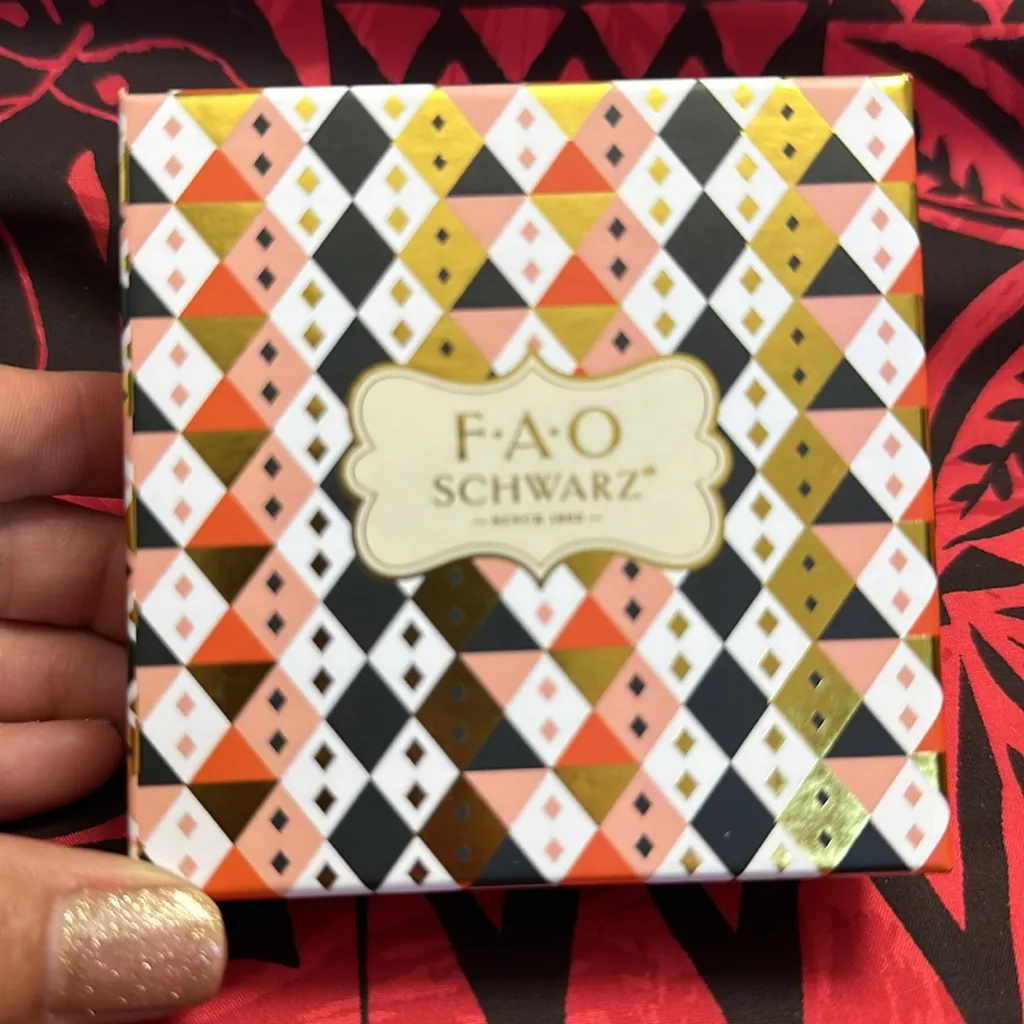 FAO Schwarz Happy Face Necklace Earrings Set Cubic Zirconia Silver Plate Gold - Image 3