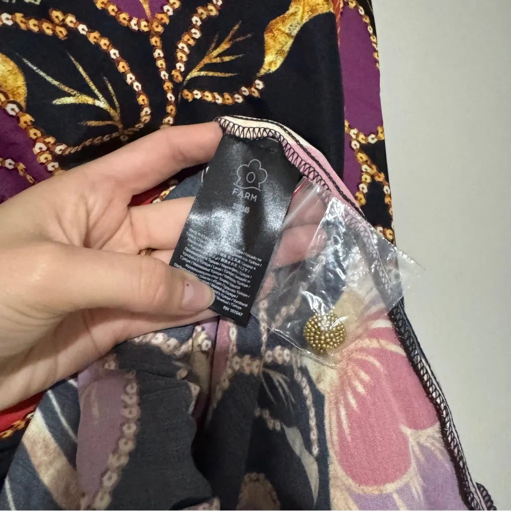 Farm Rio Shiny Chita Floral Print Long Sleeve Mini Dress Size S - Image 3