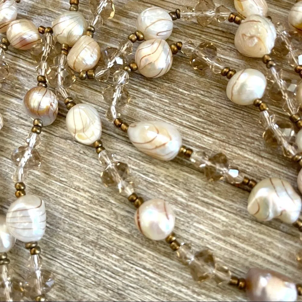 Pearl crystal bead extra long necklace - Image 9