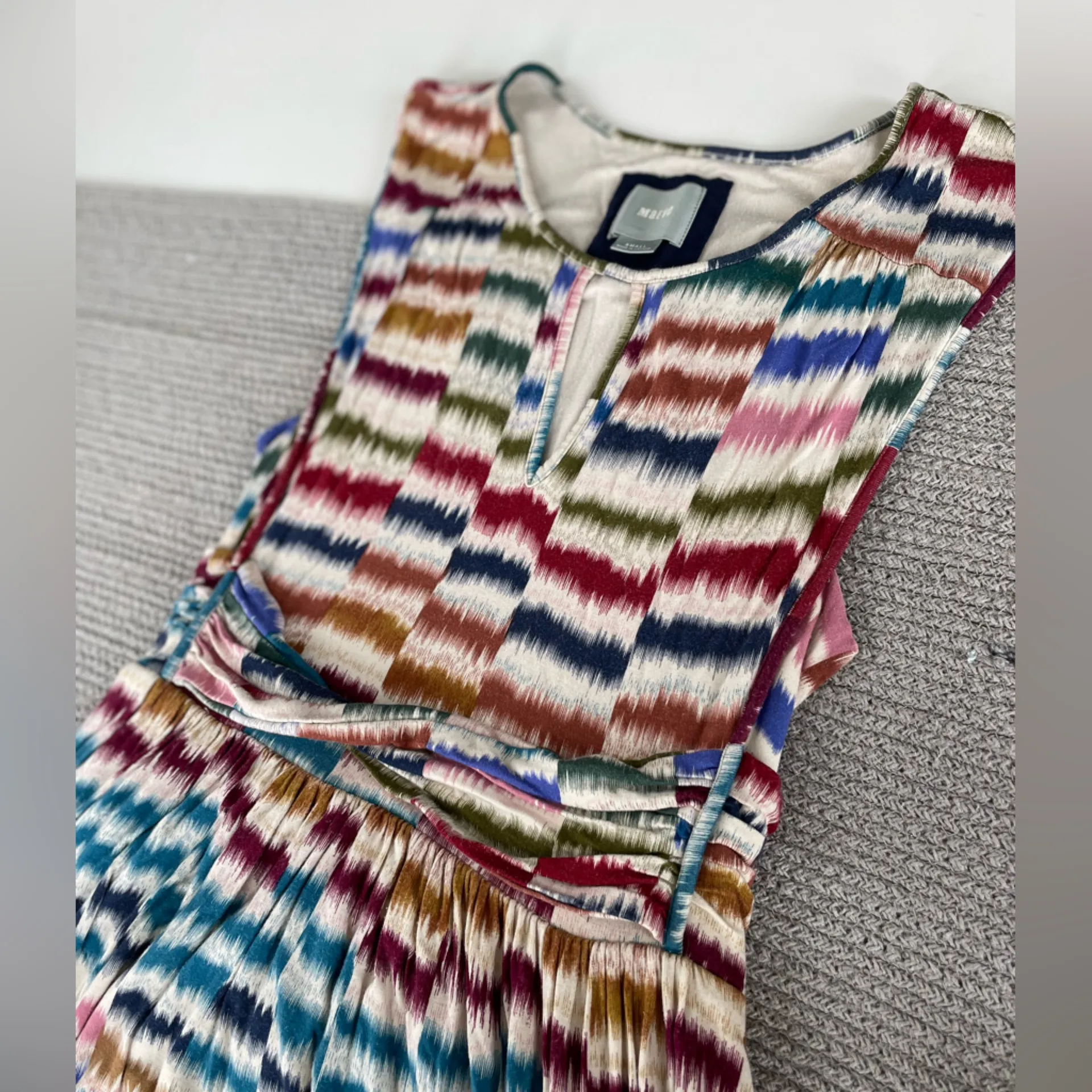 Anthropologie Maeve Rainbow Ikat Print Sleeveless A Line Dress Size Small - Image 14