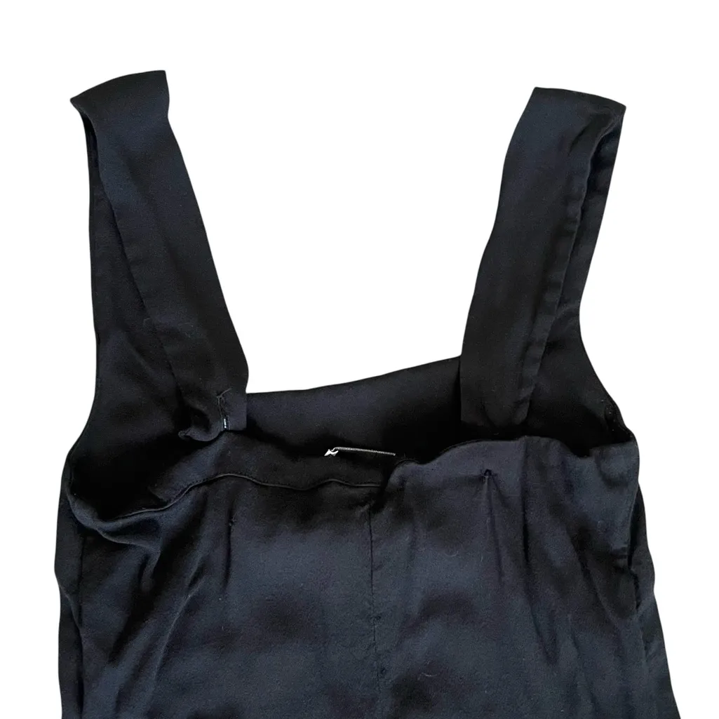 Reformation Women’s Ozzlie Black Square Neck Back Slit Black Sheath Midi Dress 0 - Image 9