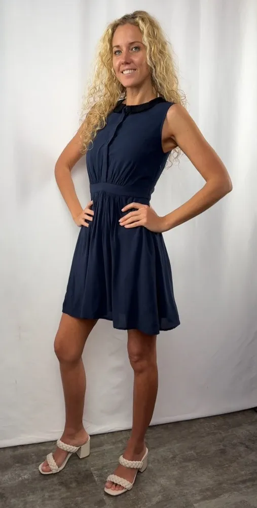 Jack Wills Sleeveless Pocket Mini‎ Dress in Navy Blue Size 2 - Image 1