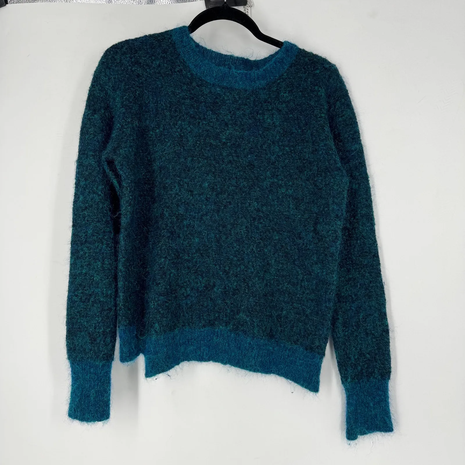 A.L.C. Adina Metallic Wool Mohair Teal Sweater Blue Size M - Image 2