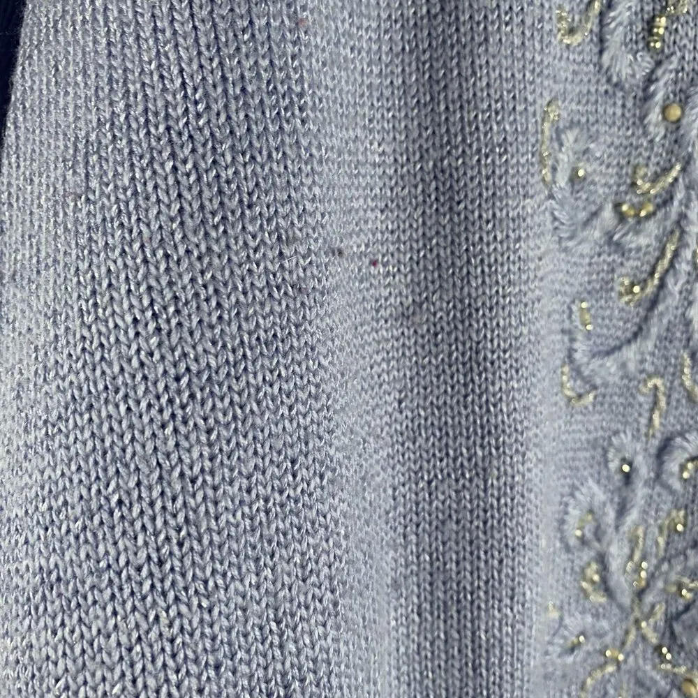 Vintage Sz M Sweater Jaclyn Smith Beaded Metallic Mock Neck Long Sleeve Women’s - Image 4