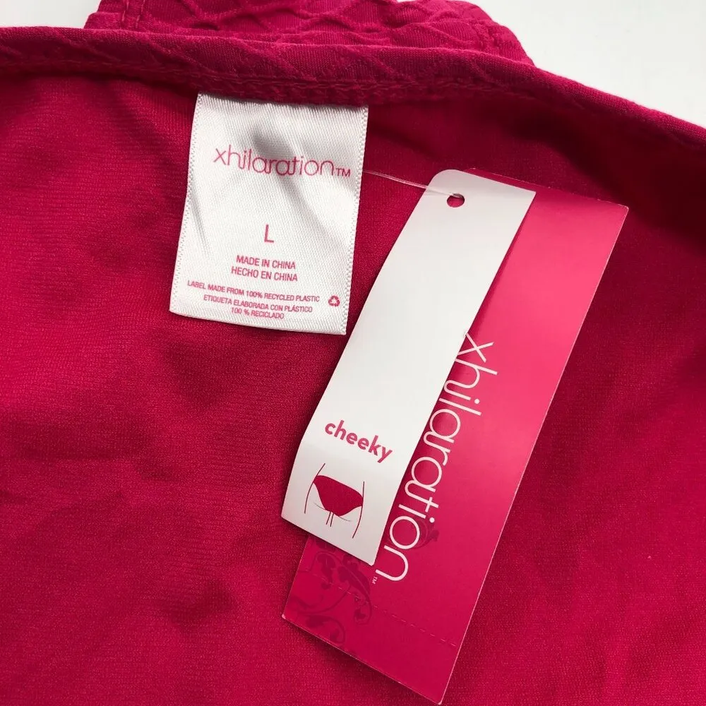 Xhilaration Womens Cheeky Bikini Bottoms Textured Hot Pink Large - Image 3