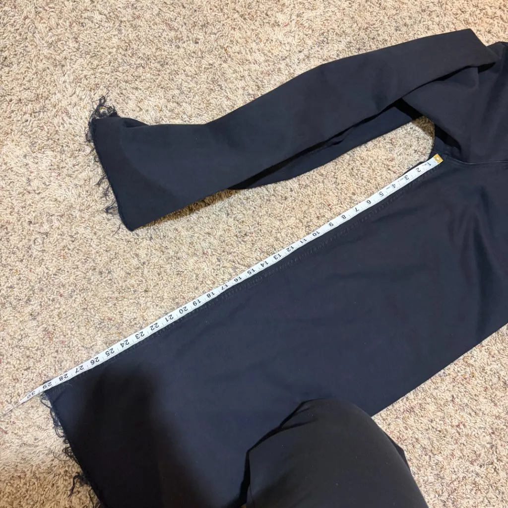 Zara Marine Straight Wide Leg Jeans Frayed Raw Hem Black High Waist - Image 13