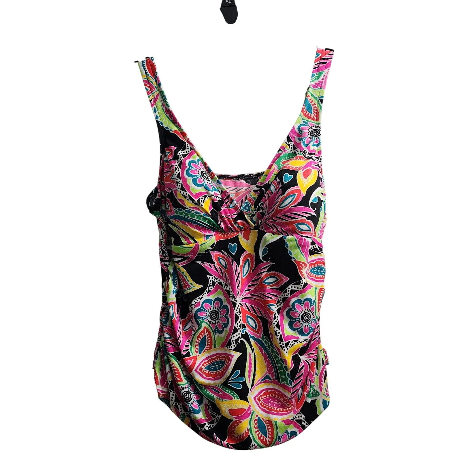 Slimshaper For All Tankini Swimsuit Skirt Set Floral Print Ruched‎ 12 Black - Image 3