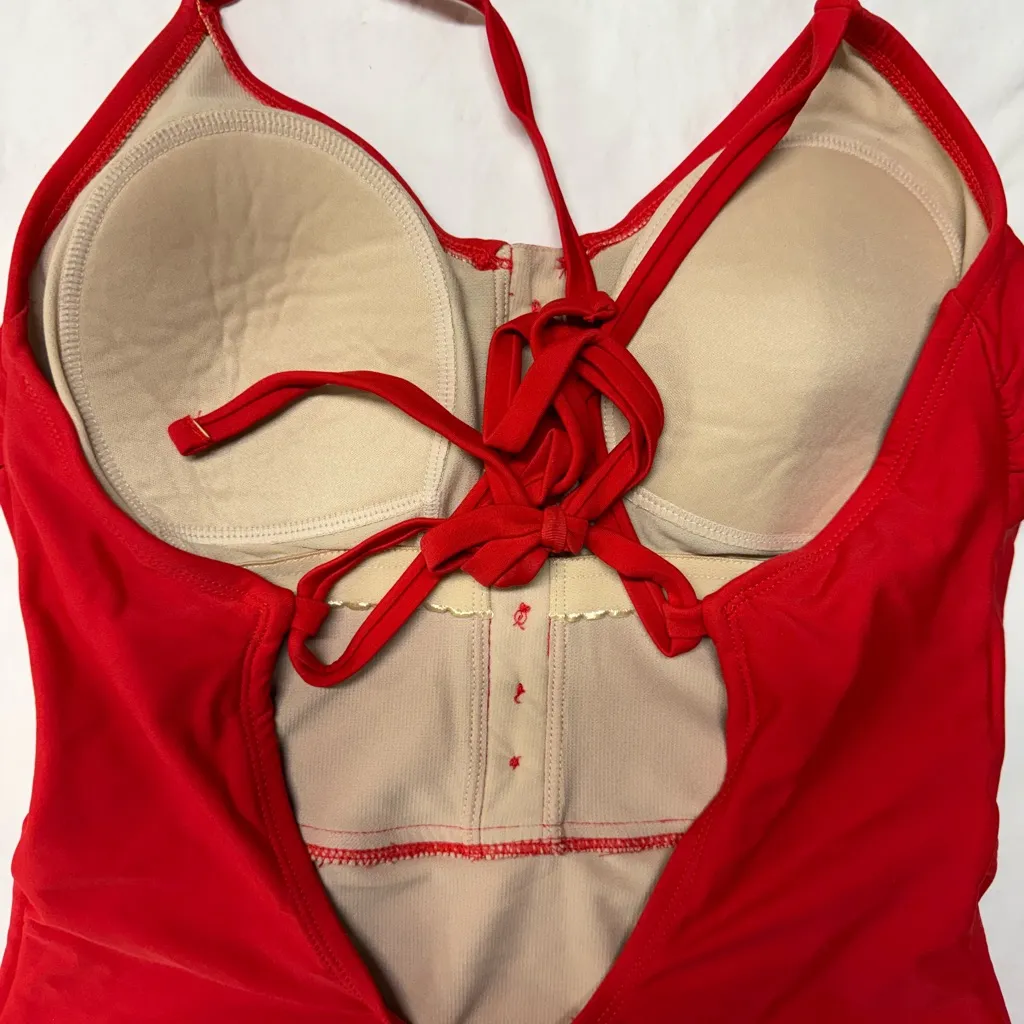 Kona Sol Red One-Piece Swimsuit | Button Front | Women’s Size M - Image 4