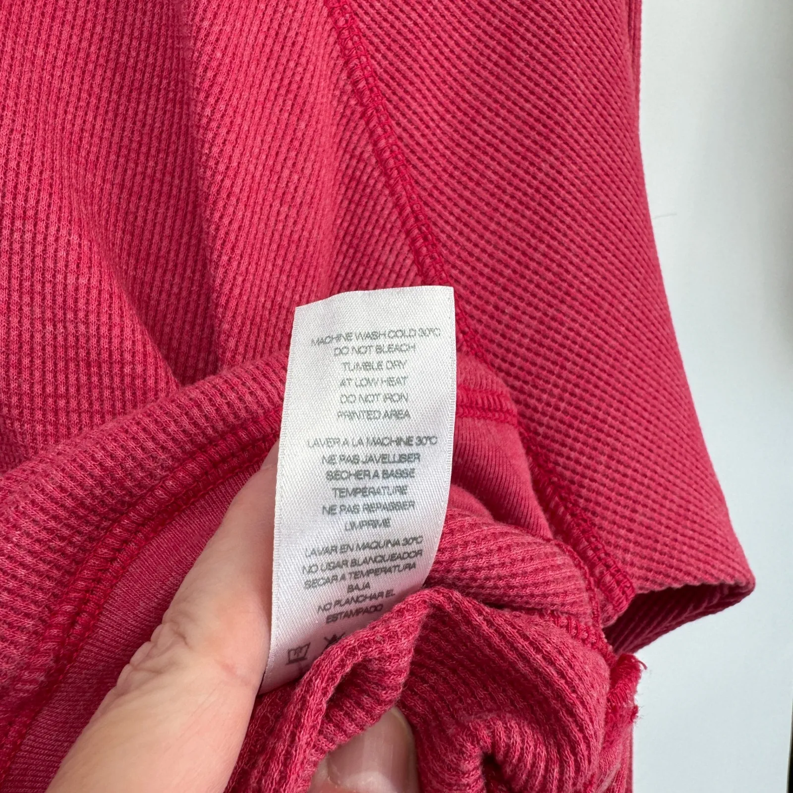 SUNDRY FOR EVEREVE Pink Waffle Knit Long Sleeve Sweatshirt Top Womens 1 Small - Image 6