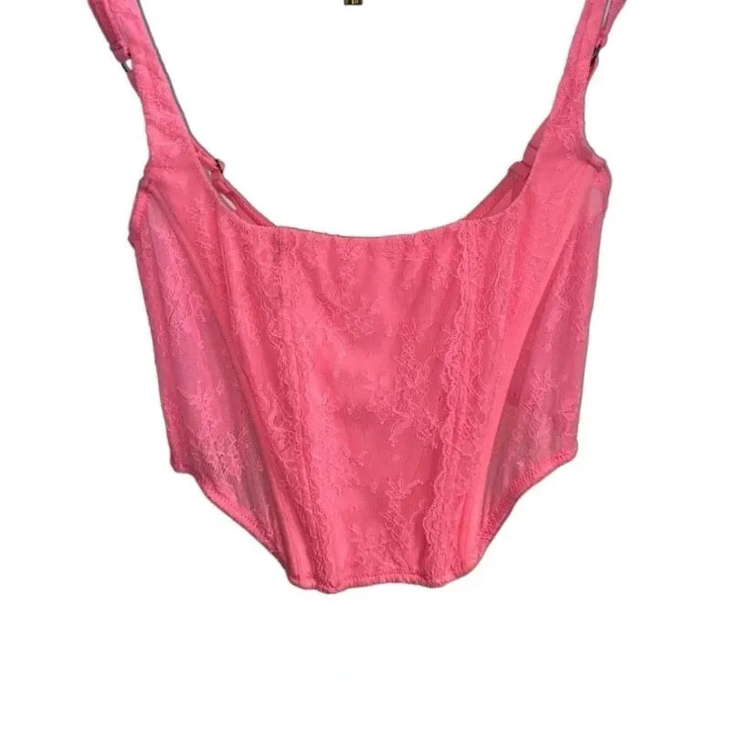 Urban Outfitters Valentines Pink Lace Cropped Corset Top Coquette Girl lingerie - Image 5