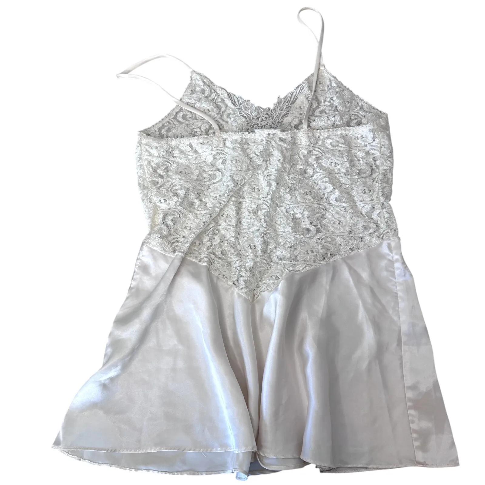 Vintage 90s Secret Treasures Lace Satin White Slip Dress Women's Size Large - Image 6
