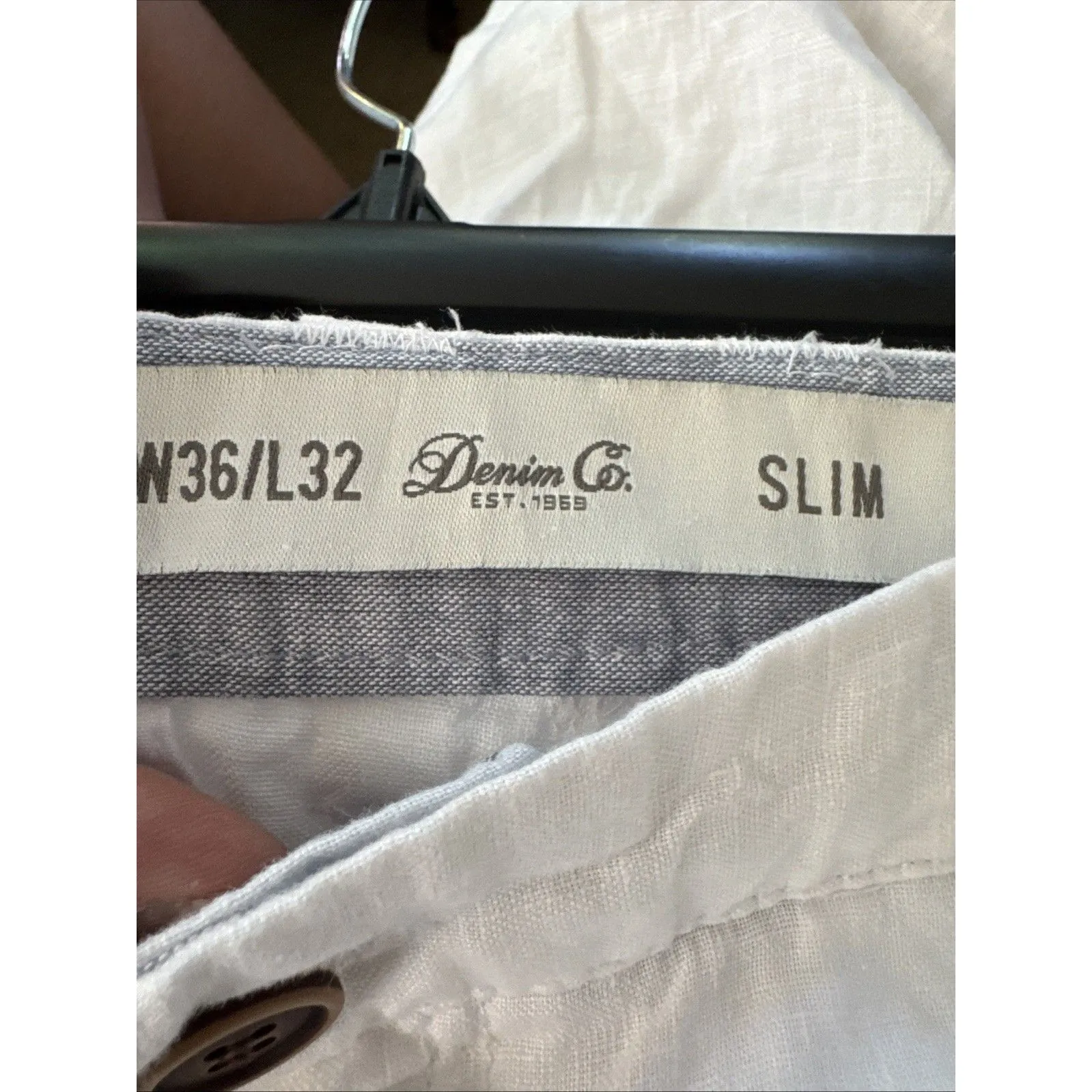 Denim Co Women's Linen Pants size 36 X 32 white pockets ankle length classic - Image 2