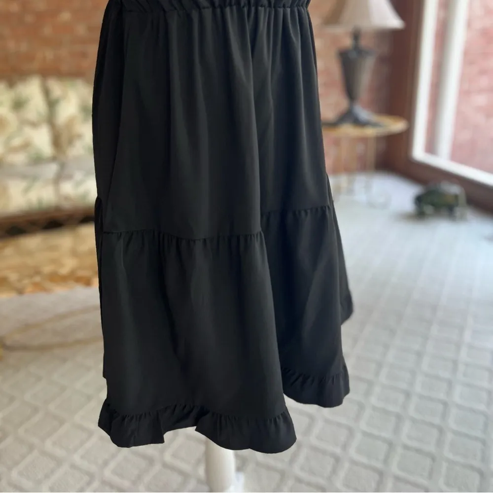 Black Dress M Tiered Ruffle Mini Sleeveless Fit & Flare NWOT - Image 14