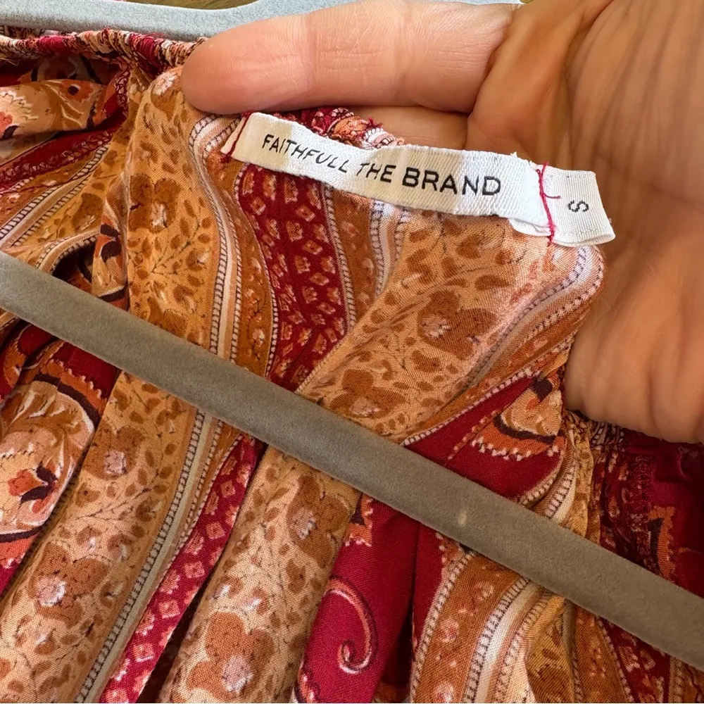 Faithful The Brand Red Romper Paisley Print Boho Festival Bandana Small - Image 7