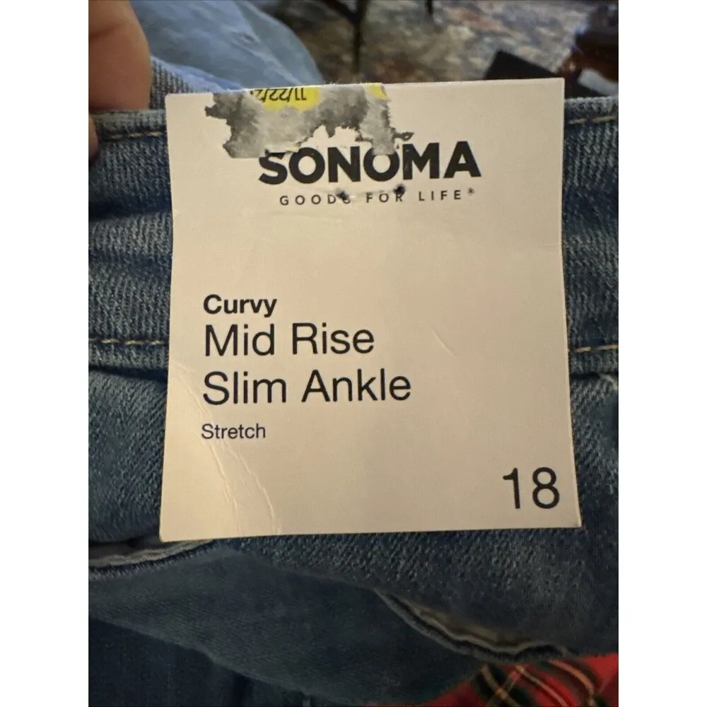 Sonoma Women's Size 18 Reg Dark Wash Stretch Denim Curvy Slim Ankle Jeans NWT - Image 8