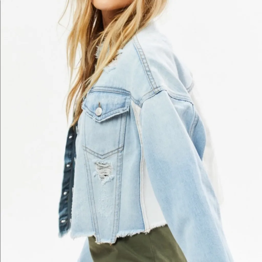 NWT PacSun Paneled Cropped Trucker Jacket - Image 5