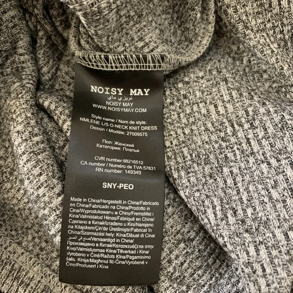 Noisy May‎ Gray Ribbed Long Sleeve Bodycon Mini Dress Neon Yellow Zipper Medium - Image 7