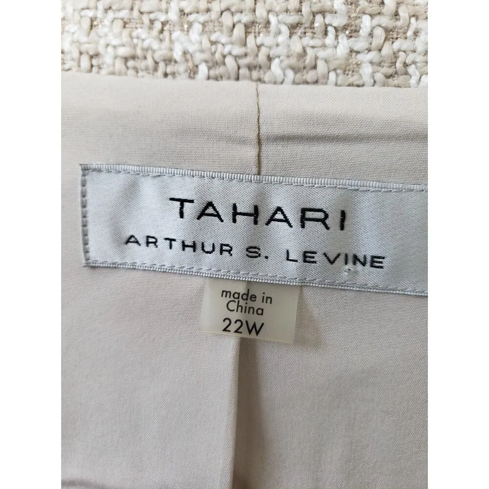 Tahari Arthur S. Levine Skirt Suit Set Womens 22W Beige Fringe Trim Notch Lapel Size undefined - Image 3