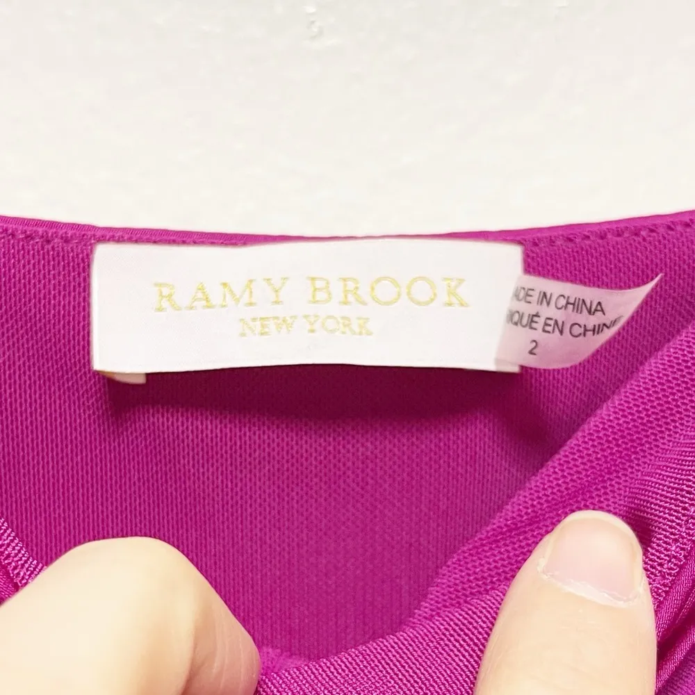 Ramy Brook Estelle Ruched Pink Satin Crop Blouse - Image 12