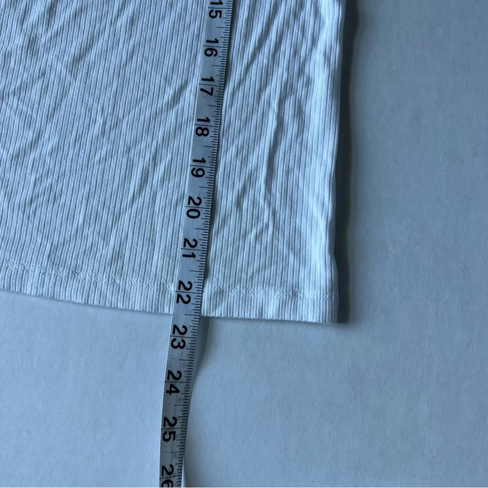 Loft One shoulder ribbed ruffle tank top white size xs - Image 8