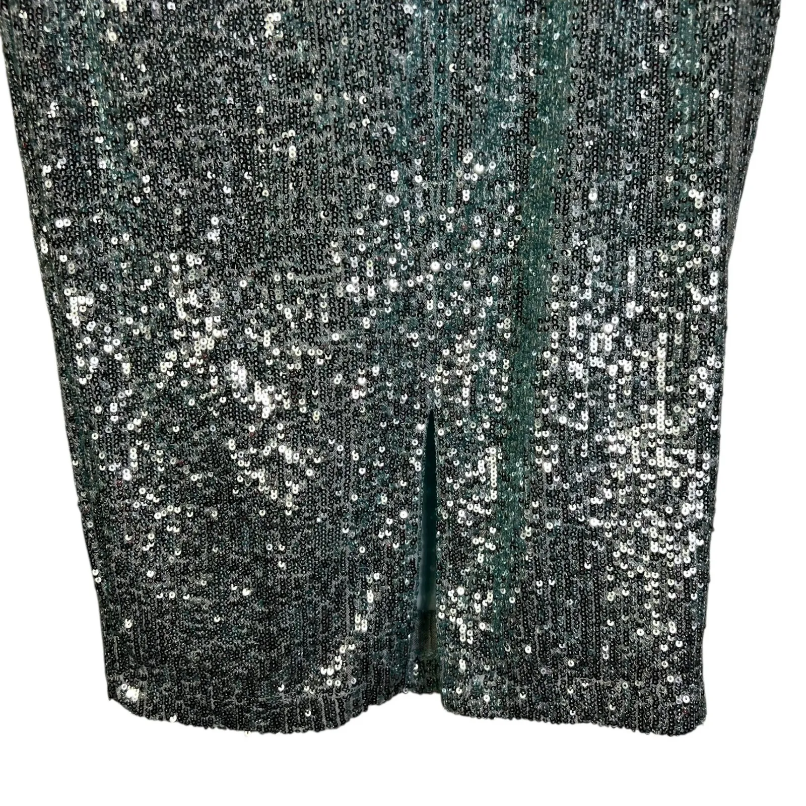 ALEXIA ADMOR Sequin Cowl Neck Midi Dress Aqua Blue Short Sleeve S - Image 5