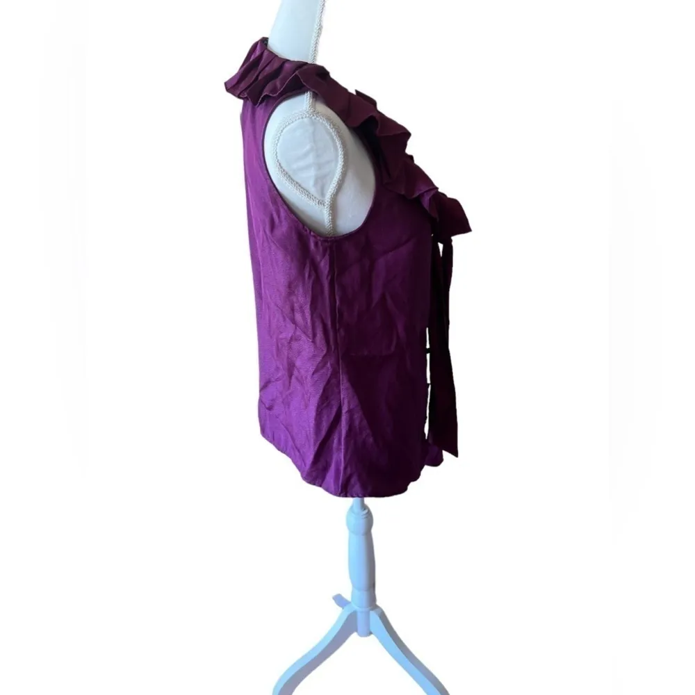 Banana Republic Purple Ruffled V-Neck Blouse‎ - Image 4