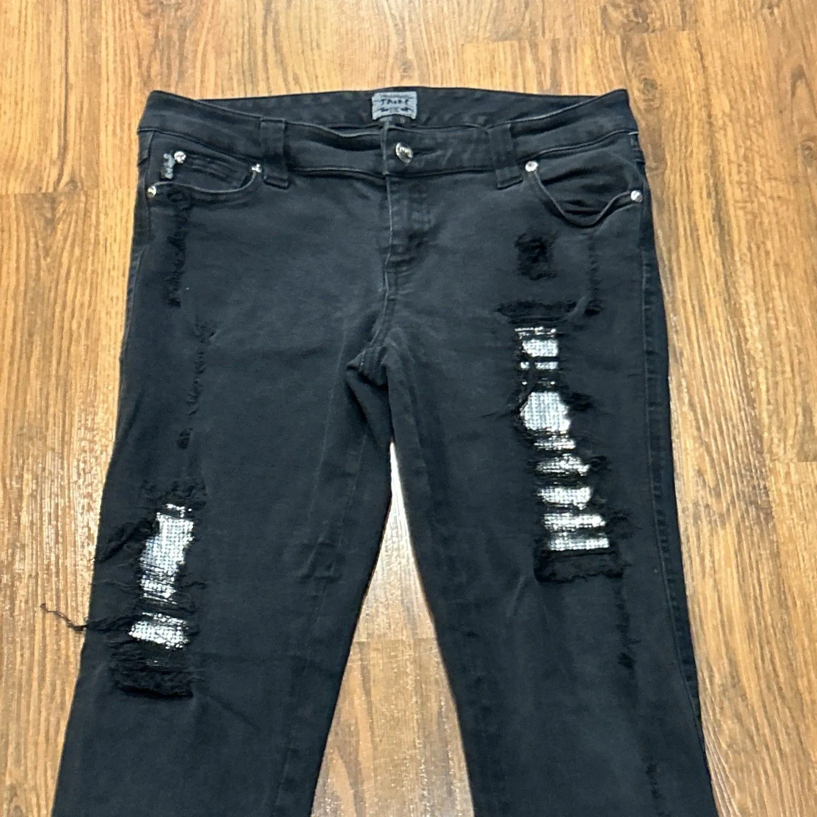 Tripp NYC Daang Goodman Jeans Womens 9 Black Skinny Goth Y2K Ripped Distressed - Image 2