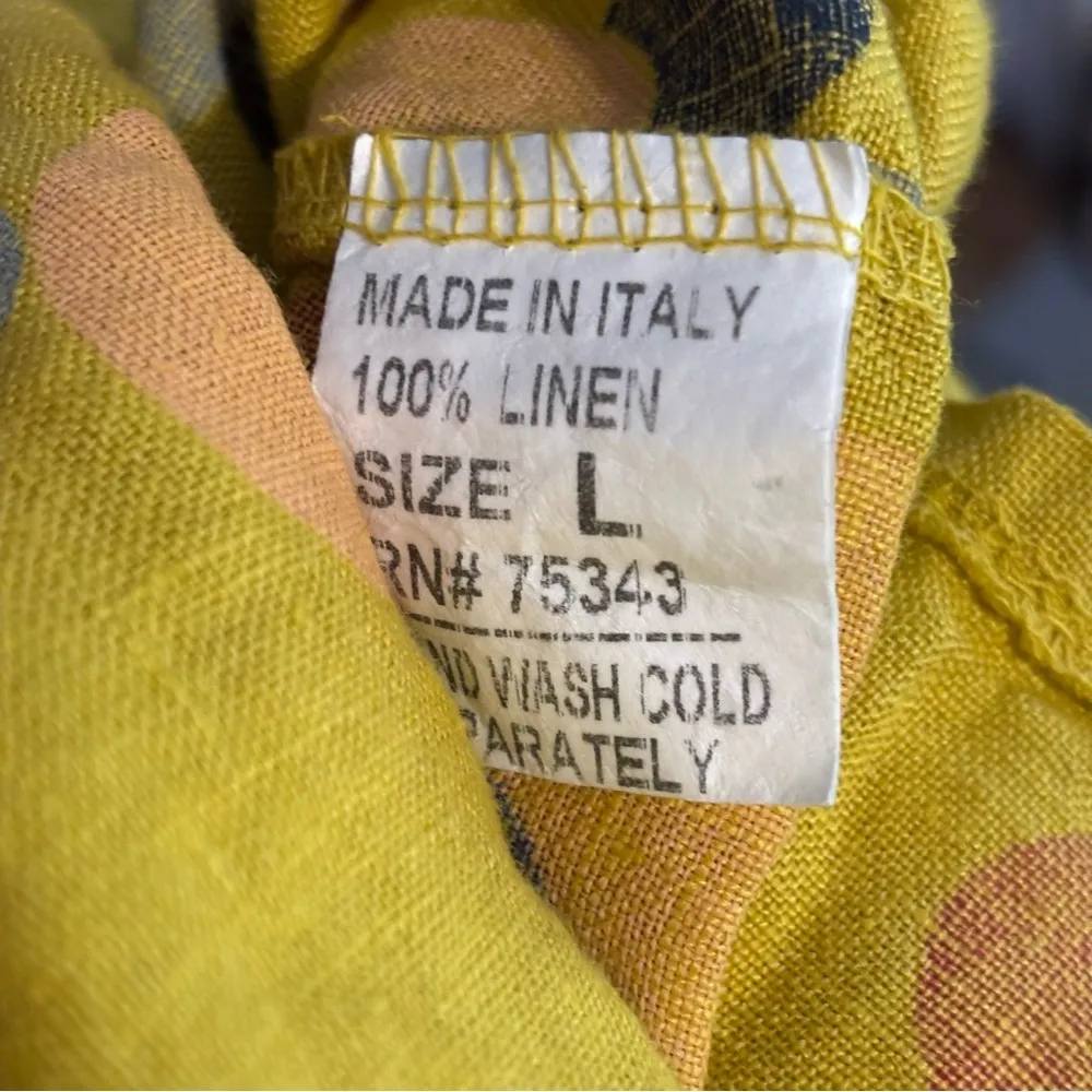 VIA SIGNORIA 100% Linen Midi Yellow Polka dot Sundress Made In Italy Sz L Size L - Image 7