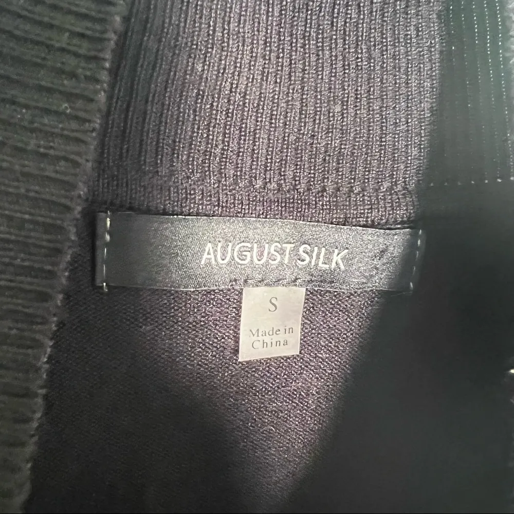 August Silk Mock Neck Sweater Sheer Sleeve - Image 12