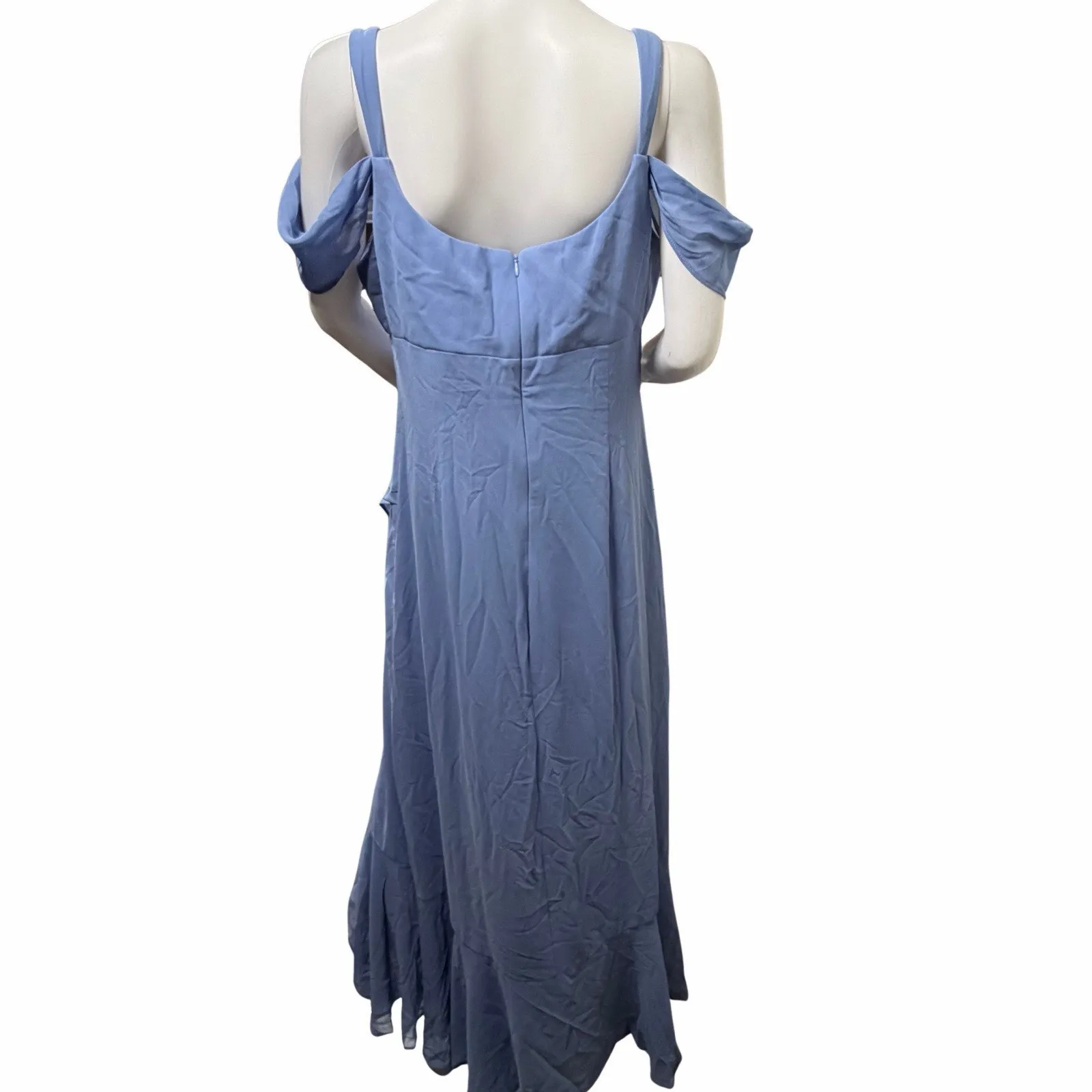 R & M Collec. Womens Size 12 Cold Shoulder Evening Gown Dress Periwinkle Blue - Image 3